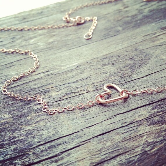 Handmade Rose Gold Filled Tiny Heart Necklace - Handmade - All Rose Gold Filled - Everyday Jewelry