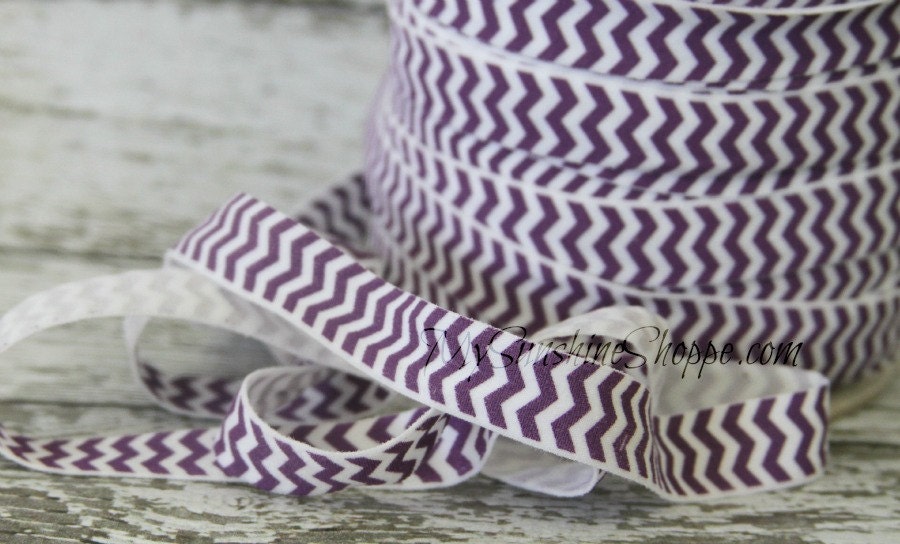 Chevron 5/8th inch   elastic   - 5 yards - Grape