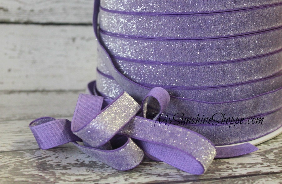 FROSTED 5/8th inch Stretch glitter elastic - 5 yards - Grape