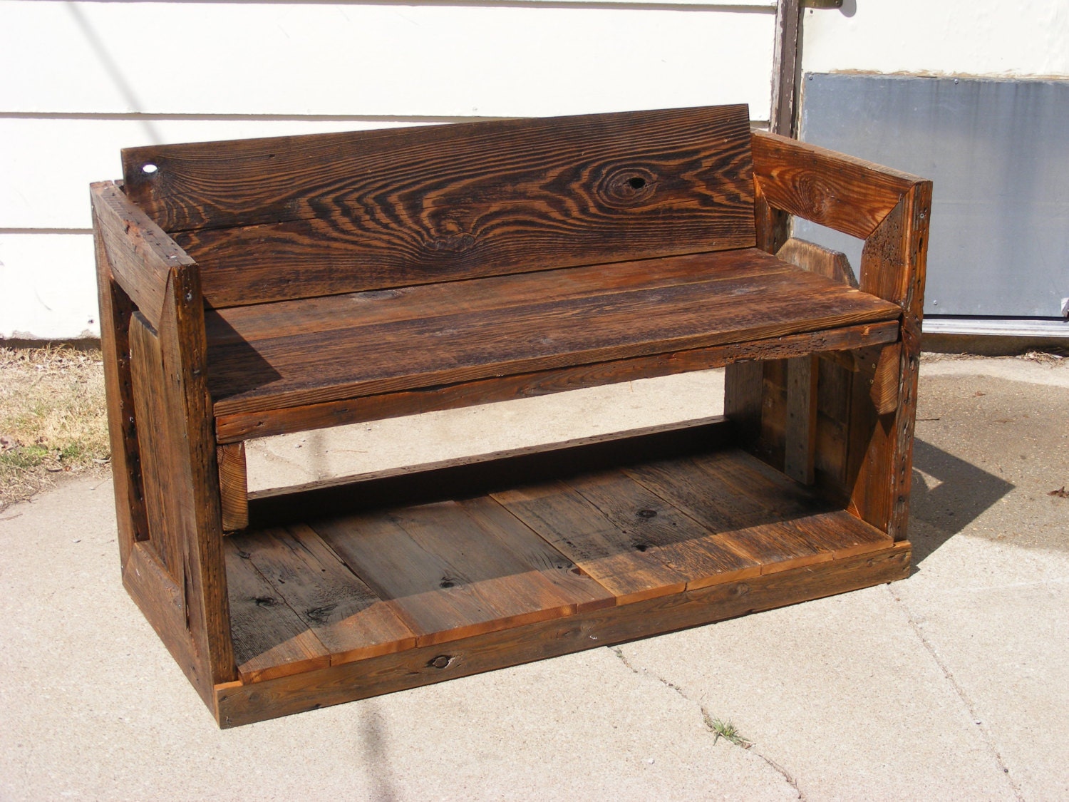 Rustic Patio Bench with Storage