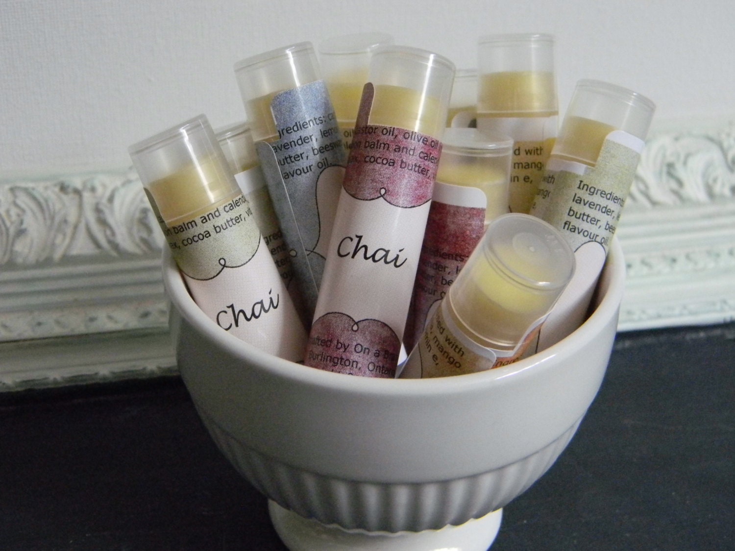 Chai Tea Lip Butter --  infused with lavender, calendula and lemon balm, On a Branch Soaps