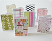 Assorted mini card set blank handmade mini cards in different patterns Set of 8 gift notes thank you notes lunchbox notes