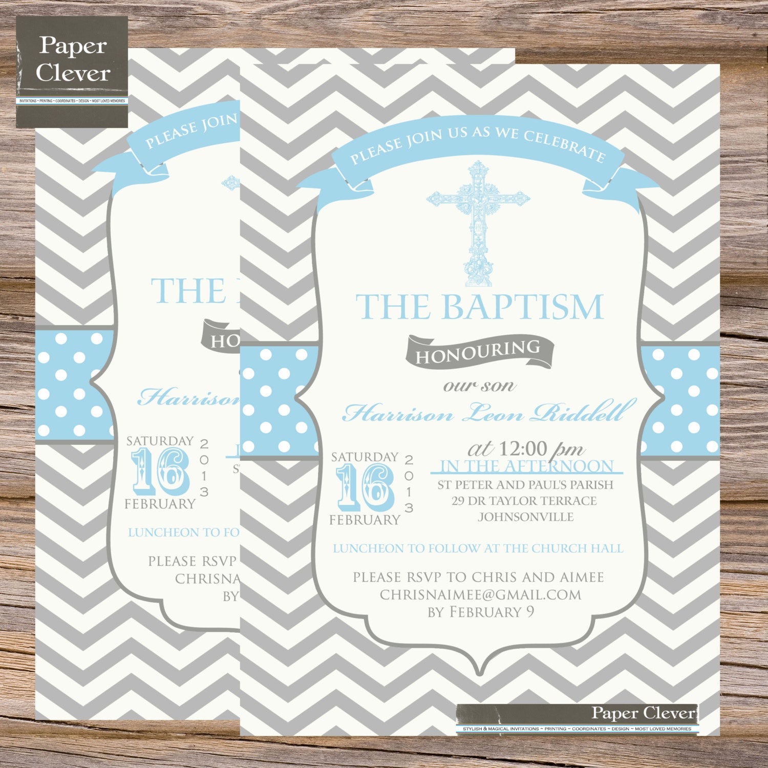 Boys Baptism Announcement Invitation chevron stripe, any colors - digital file, printable Il_170x135