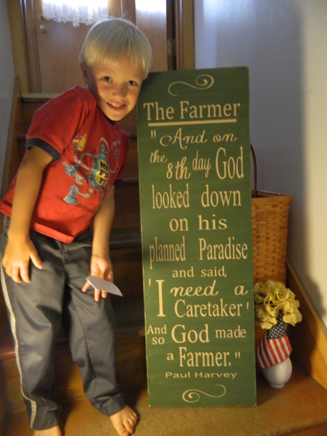 So GOD made a farmer,  Paul Harvey 12x36 handmade wood sign, primitive  country signs, quotes, rustic decor