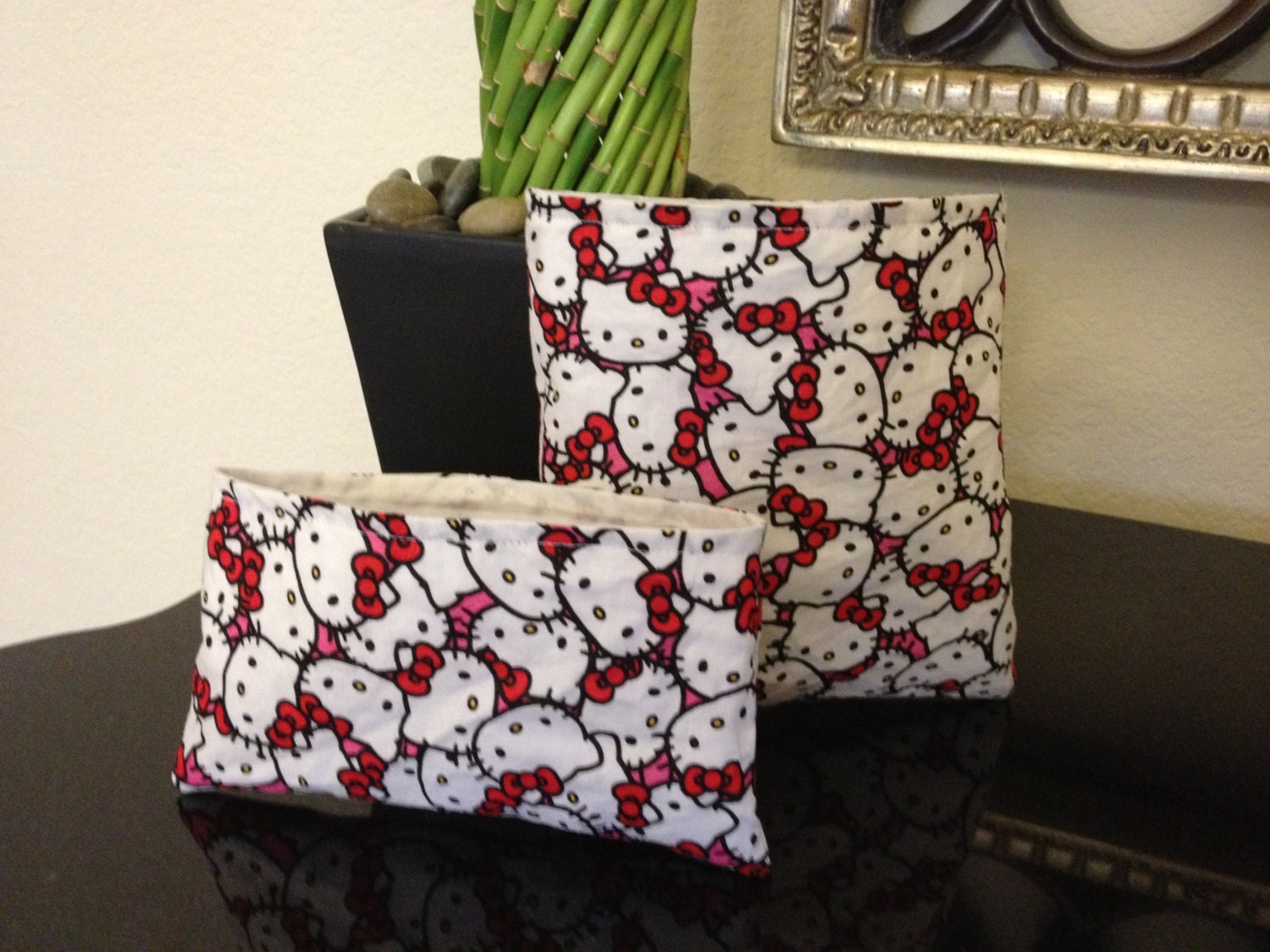 Reusable Sandwich and Snack Bag -Hello Kitty - Cotton Lunch Bags - Eco Friendly Food Storage