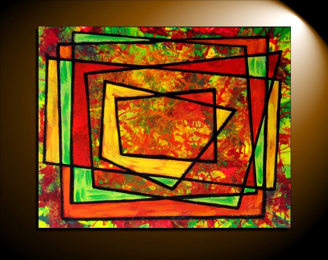 Large Modern Abstract Painting on Canvas Contemporary Fine Art Vivid Colorful Home Decor 24x30 JMichael