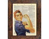 Rosie the Riveter Cultural American Icon 1942 Print on an Unframed Upcycled Bookpage