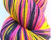 Self Striping Sock Yarn, Superwash Merino and Nylon 75/25 Fingering Weight, in "Groovy Garden Party"