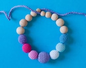 Nursing Necklace/Teething Necklace-Blue White Mauve