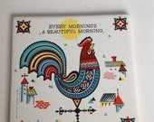 SALE 1960s Berggren Trayner Ceramic Tile Trivet with Rooster