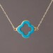 Turquoise Four Leaf Clover Gold Necklace