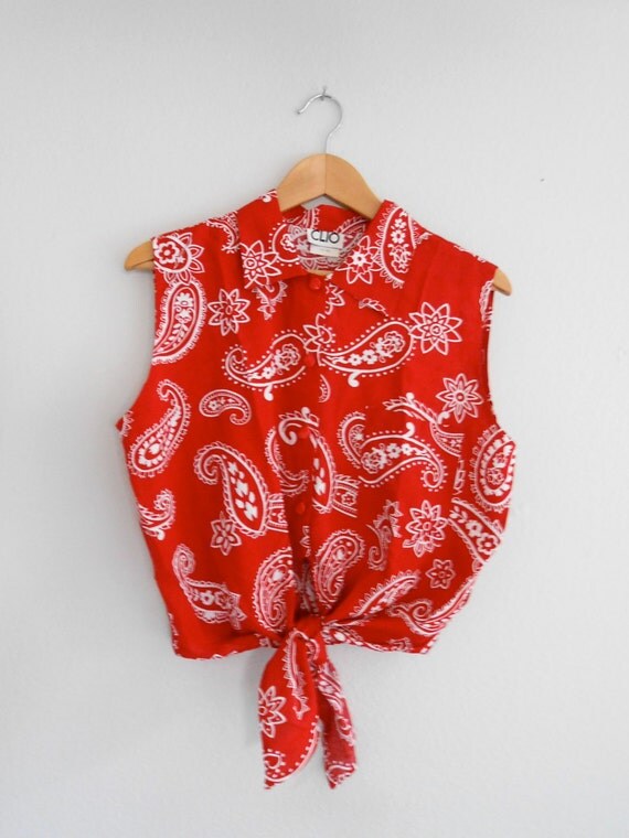 red bandana crop top