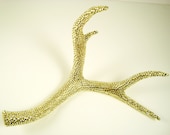 Deer Antler Taxidermy Gold Crystal Rhinestone  Art Sculpture