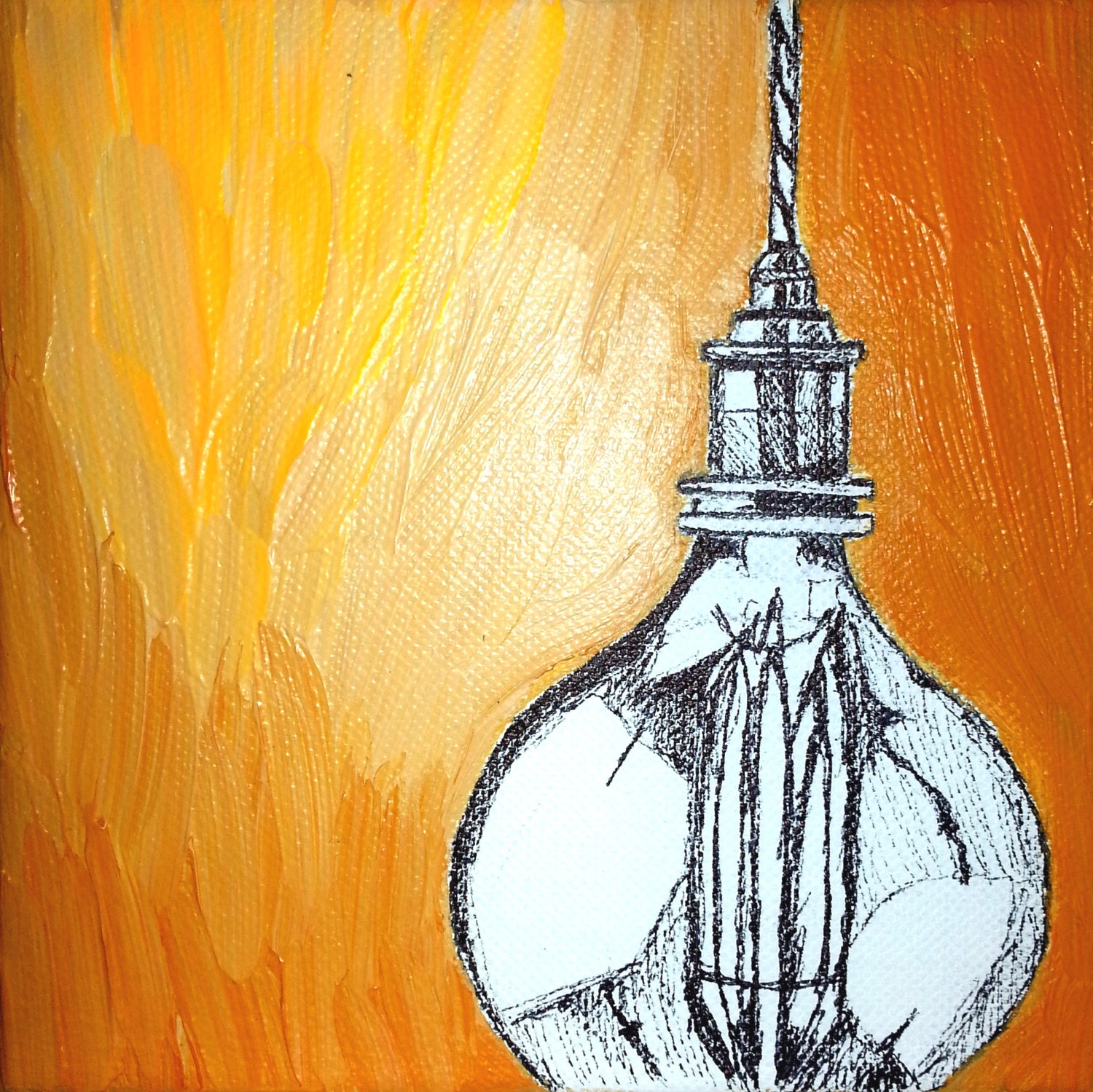 Mid Century Edison Bulb Original Painting (6x6 inches)