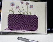 Purple Zentangle art, colorful, flowers, 5x7 greeting card