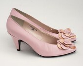 Vintage Pink Party Shoes, Gift For Her, Under 30, Dance Shoes For Your Girl, Leather Vintage Pumps, Pink Heels, Summer Dance Shoes