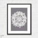 Art Print Floral Grey Wreath Archival Print 8x10 or A4