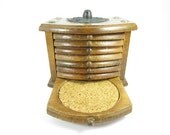 Vintage coaster Wood Cork set French coaster