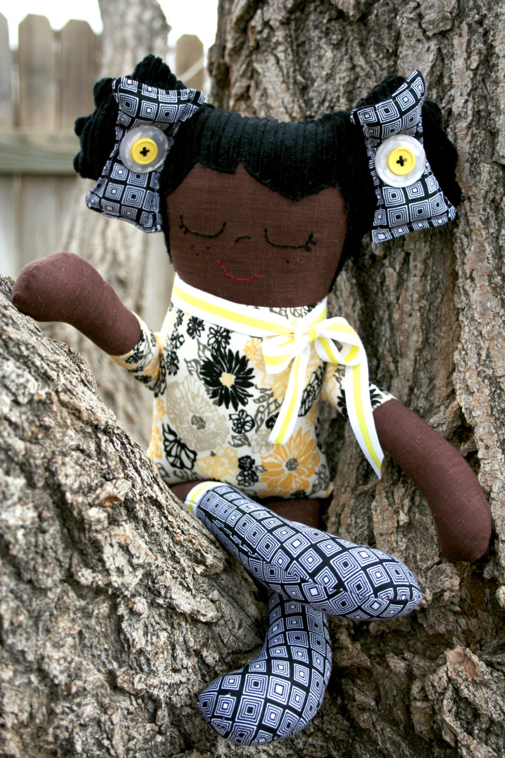 Handmade Cloth Doll Girl Toy African American Black