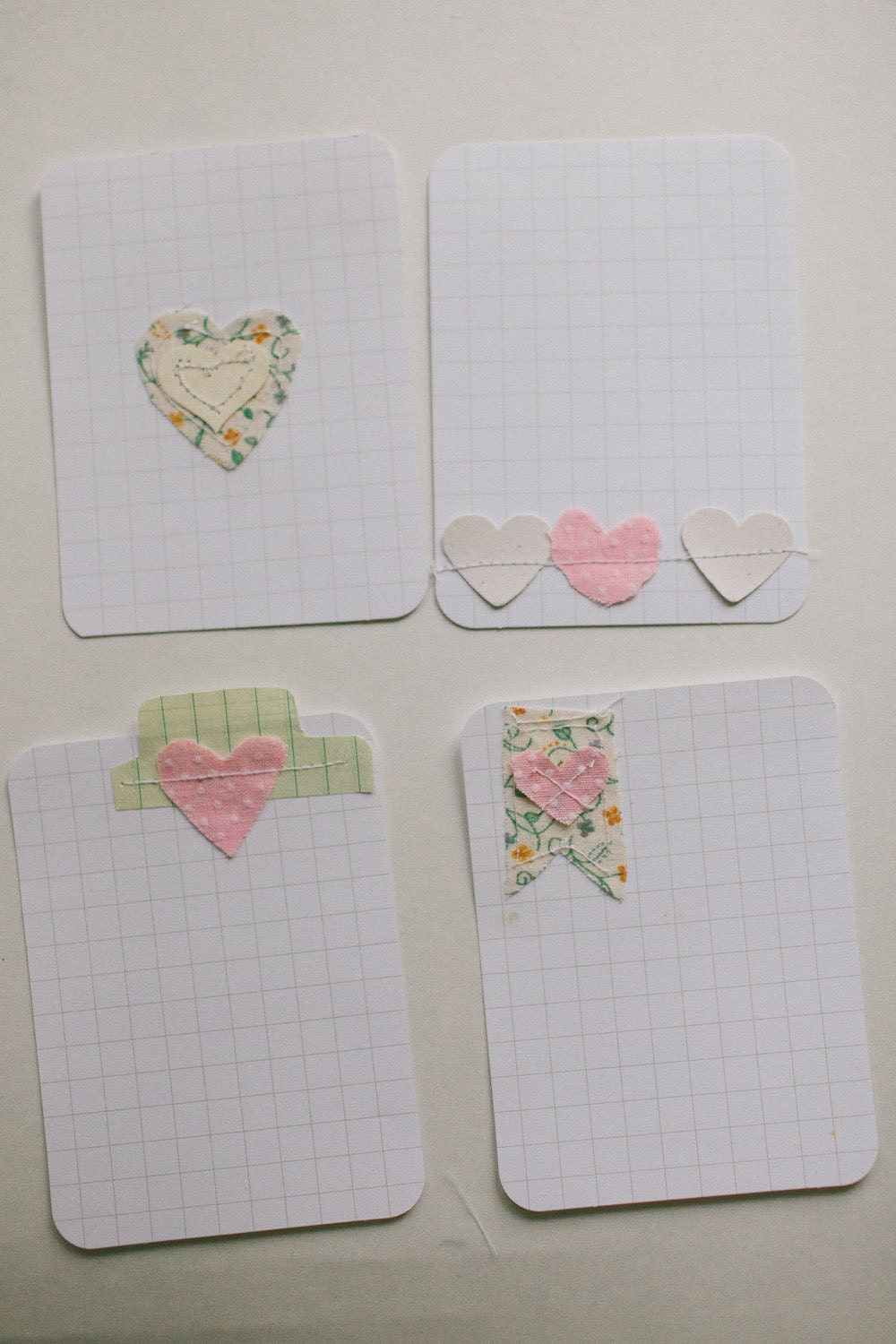 4 pack of Valentines Hearts Embellished Journal Cards perfect for Project Life