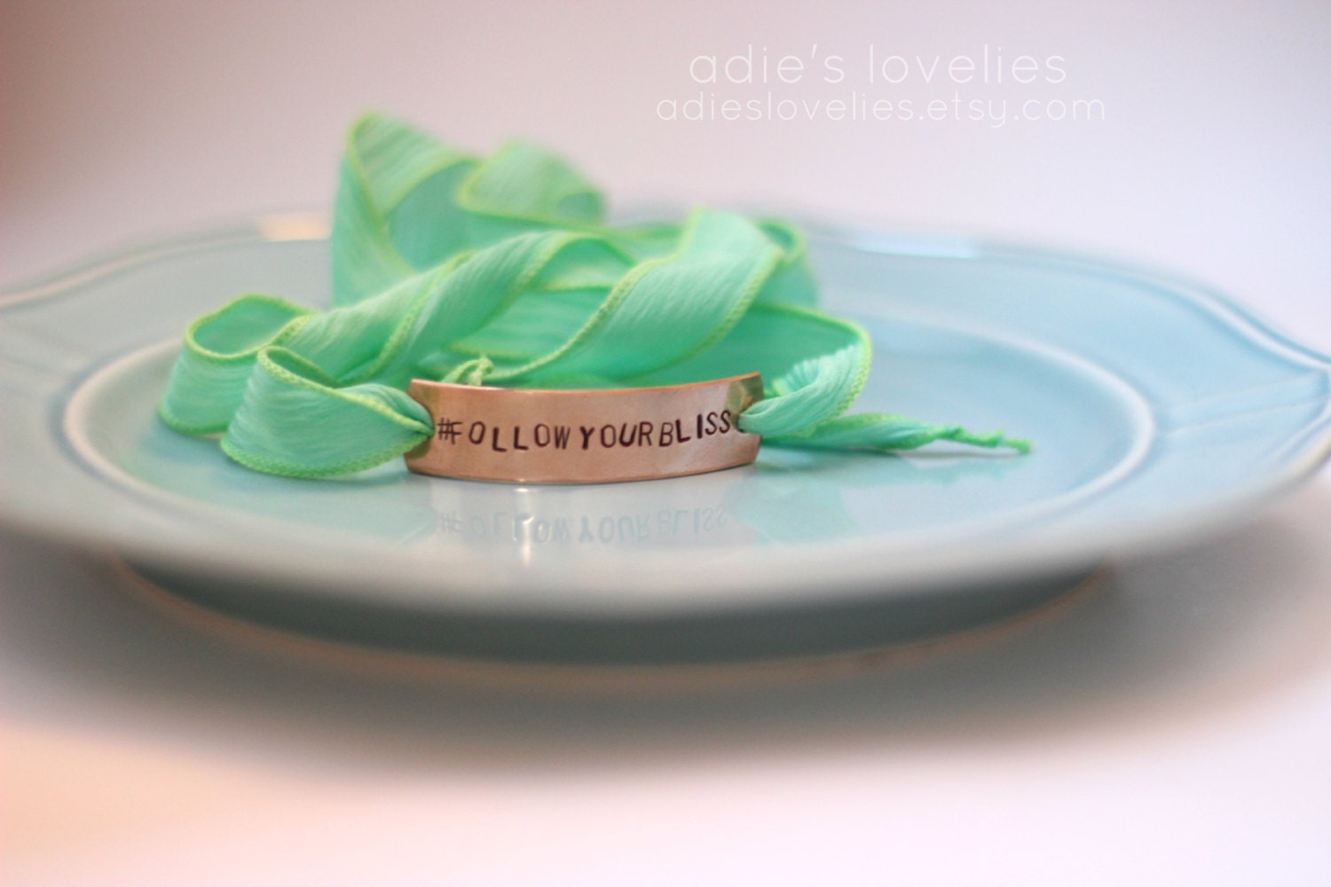 Silk Ribbon Wrap Bracelet - Hand Stamped - Custom HASHTAG Message - Choose Your Message (No Spaces) - Choose Your Colors - Follow Your Bliss