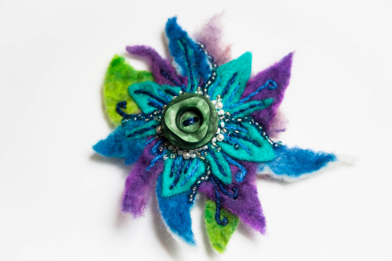 Felted flower brooch - Flower design - abstract flower brooch