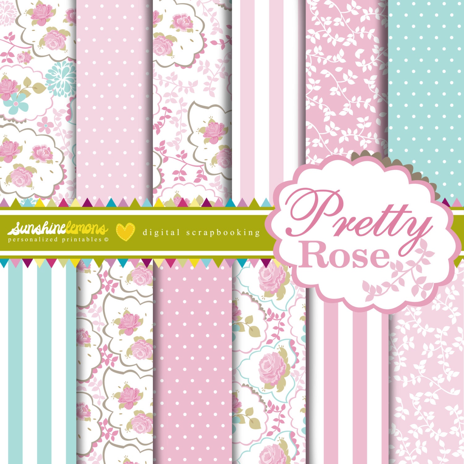 Pretty Rose Digital Scrapbooking Paper