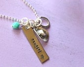 Cowgirl up hand stamped charm necklace