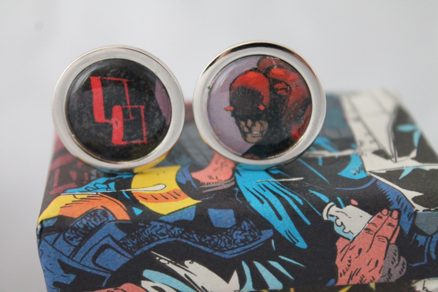 Superhero Cufflinks//Daredevil // Recycled comic Cufflinks// Marvel comic cufflinks