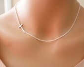 Sideways Cross Necklace in silver - Sterling silver side ways cross