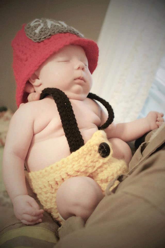 Infant Crochet Fire Fighters Outfit/Set