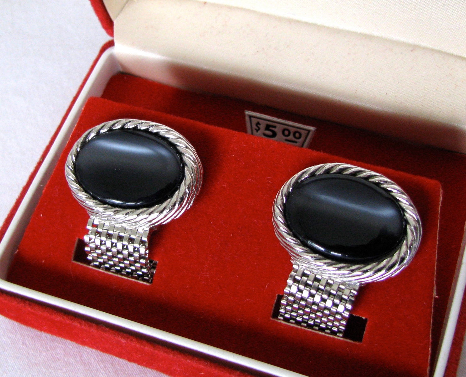 Vintage Maas Brothers Wrap-Around Cuff Links in Box - Awesome