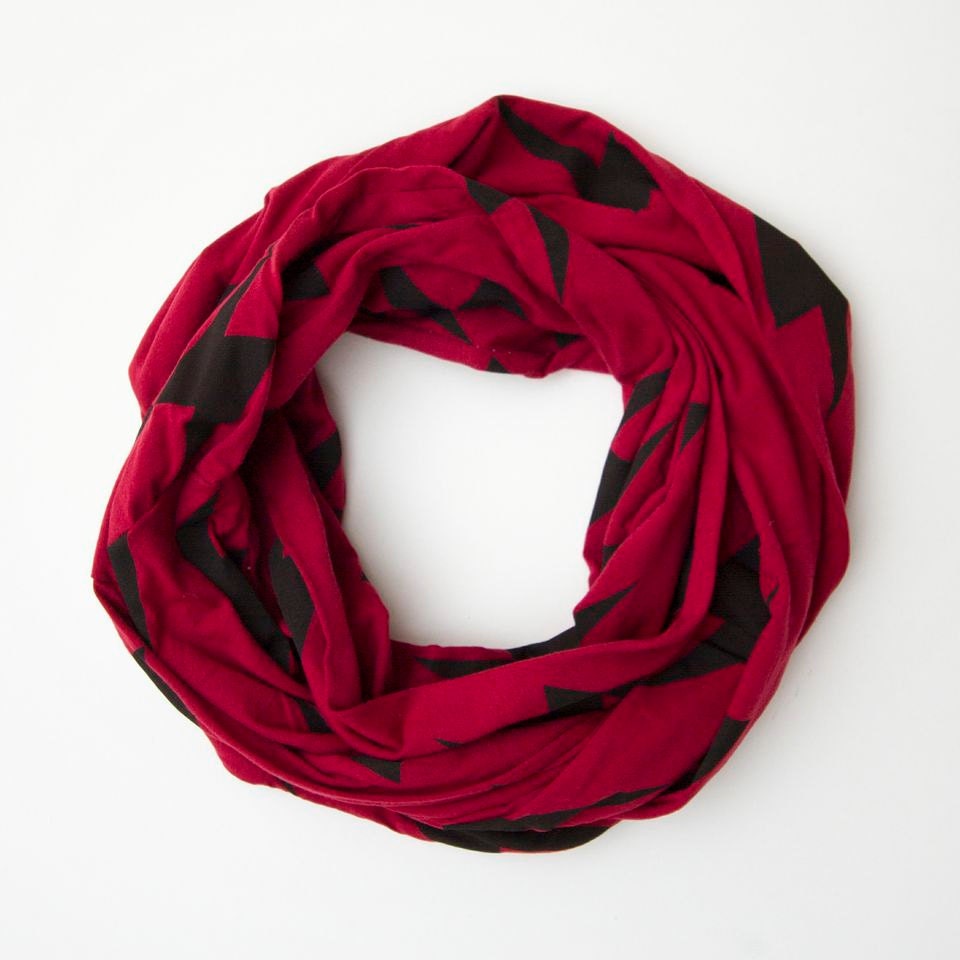 Lightning Bolt Infinity Scarf - Red and Black