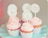 BIRD- Printable Party Circles and Cupcake Toppers Sweet Tweet Shabby Chic Il_170x135