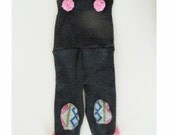 Dungarees with Knee Patches and Pom Poms in Upcycled Wool 6-12m