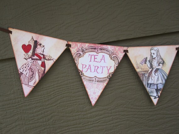 Tea Party Flag Pennant Banner (Alice in Wonderland) Il_570xn