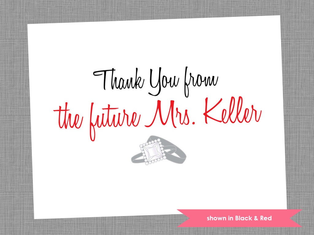 Bride to Be Thank You Cards - Personalized Folded Note Cards - Colors and Text Customizable Il_570xn
