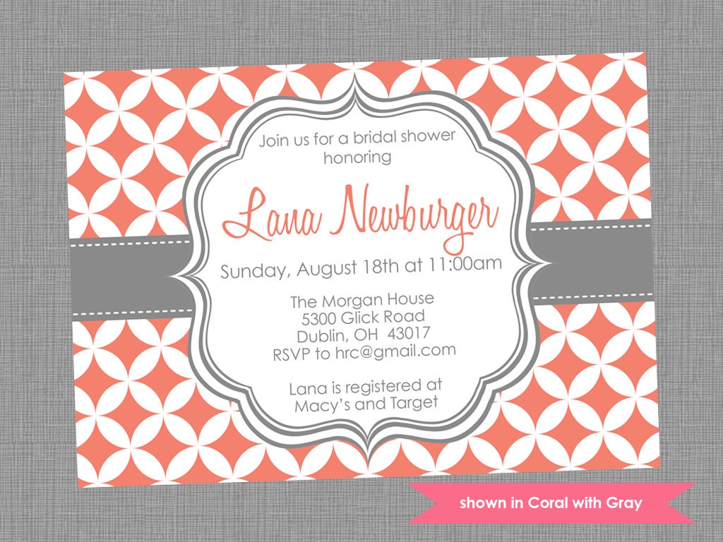 Printable Bridal Shower Invitation - Shower Themed Pixie Invite - Colors and Text Customizable Il_570xn