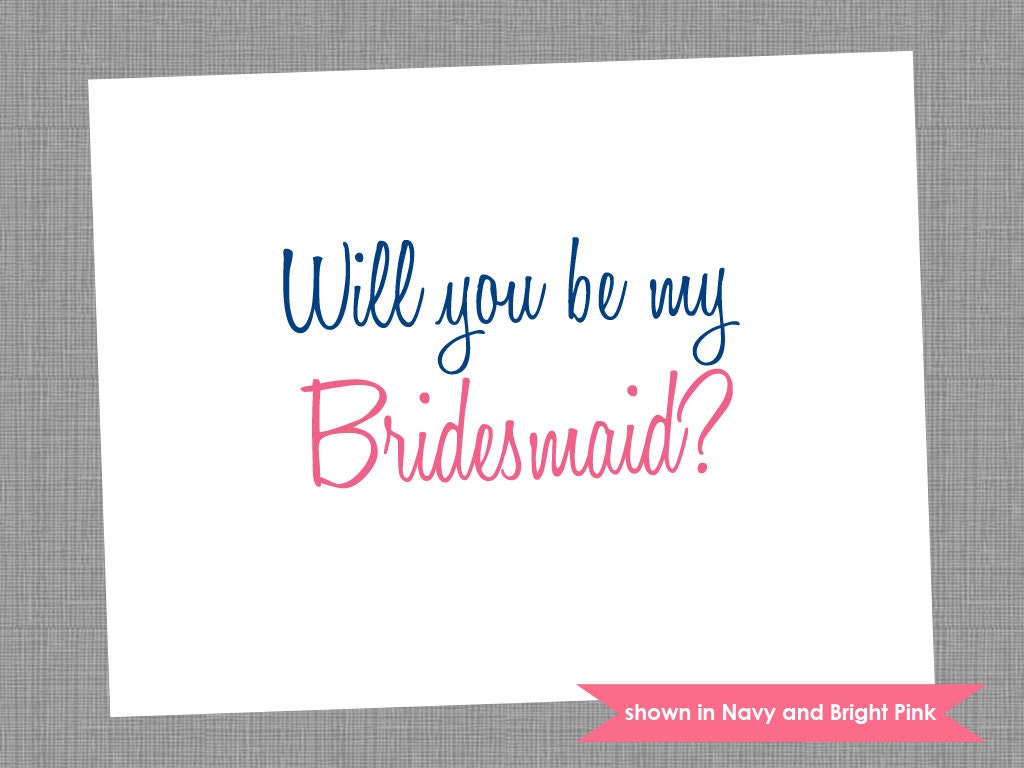 Will You Be My Bridesmaid Card - Personalized Folded Note Cards - Colors and Text Customizable Il_570xn