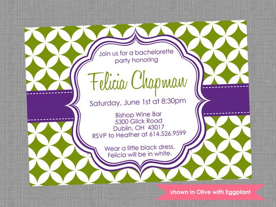 Printable Bachelorette Party Invitation - Bachelorette Themed Pixie Invite - Colors and Text Customizable Il_570xn