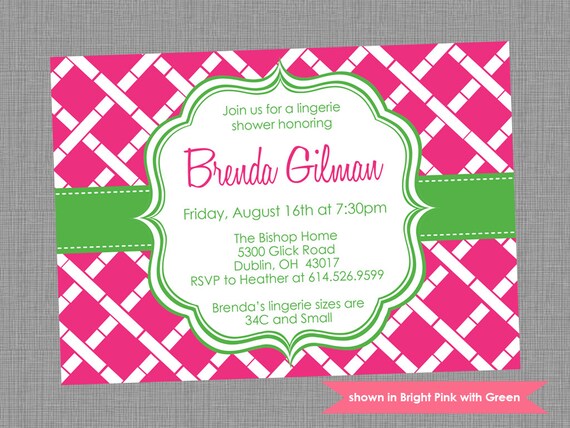 Printable Lingerie Shower Invitation - Shower Themed Bamboo Invite - Colors and Text Customizable Il_570xn