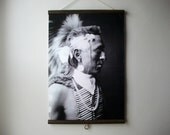 Canvas Vintage Style School Chart with Wood Trim  - Antelope Cap/Native American Portrait (17"x25")