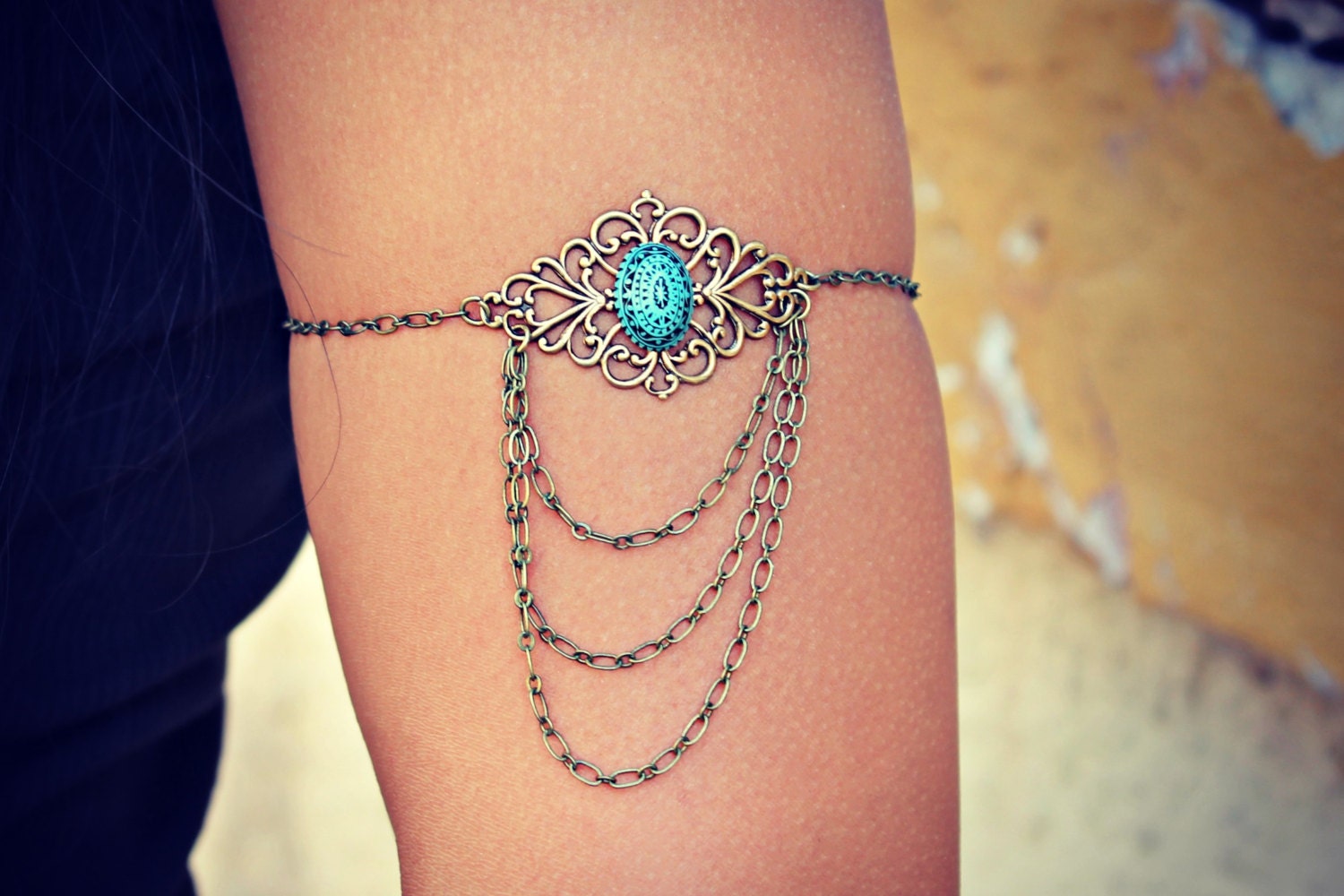 boho armlet, upper arm chain, body chain, unique jewelry