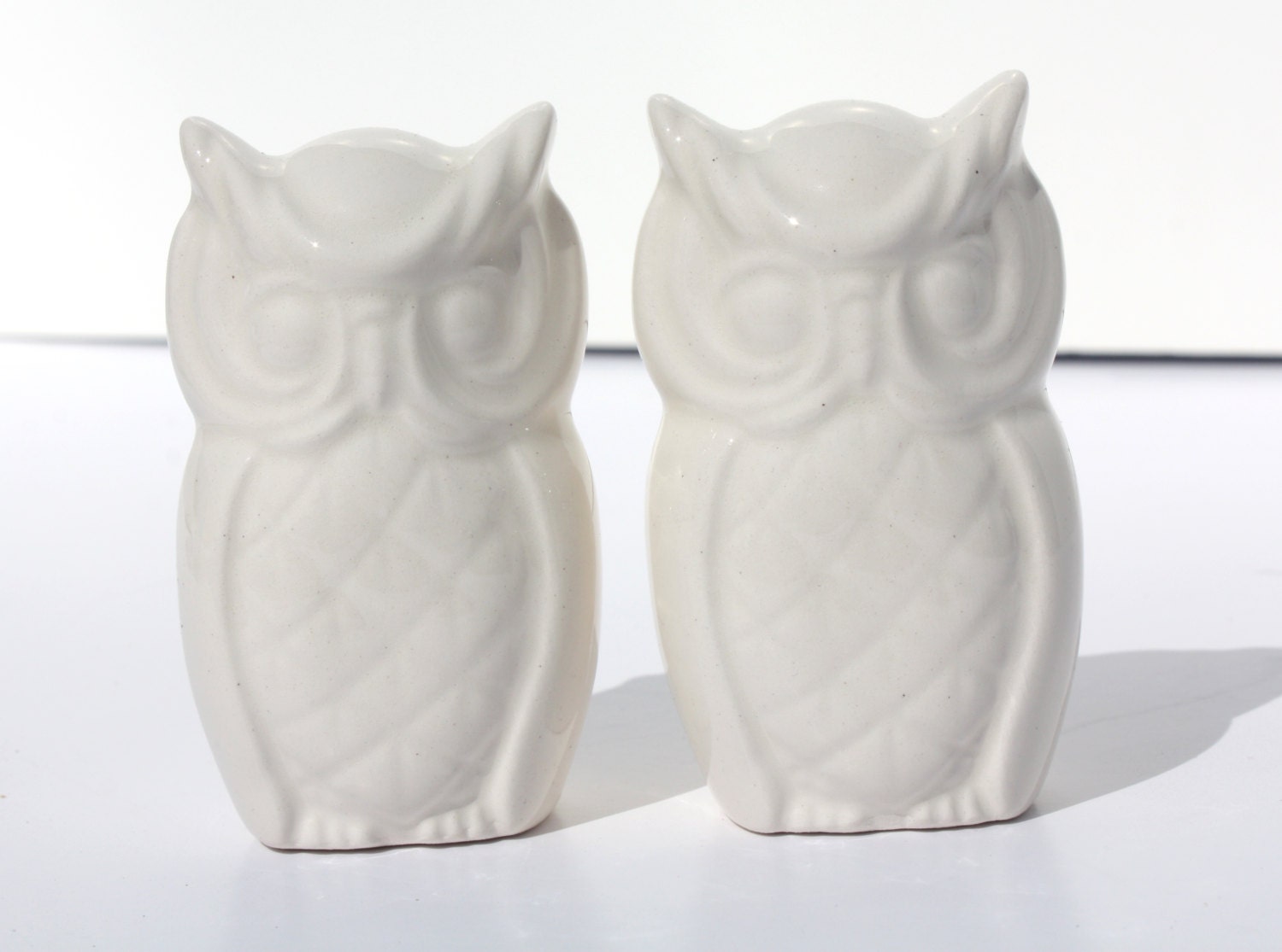 Wedding Cake Topper - Pair of Handmade Owls in Soft White
