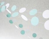 Mint Green and White 12 ft Circle Paper Garland- Wedding, Birthday, Bridal Shower, Baby Shower, Party Decorations