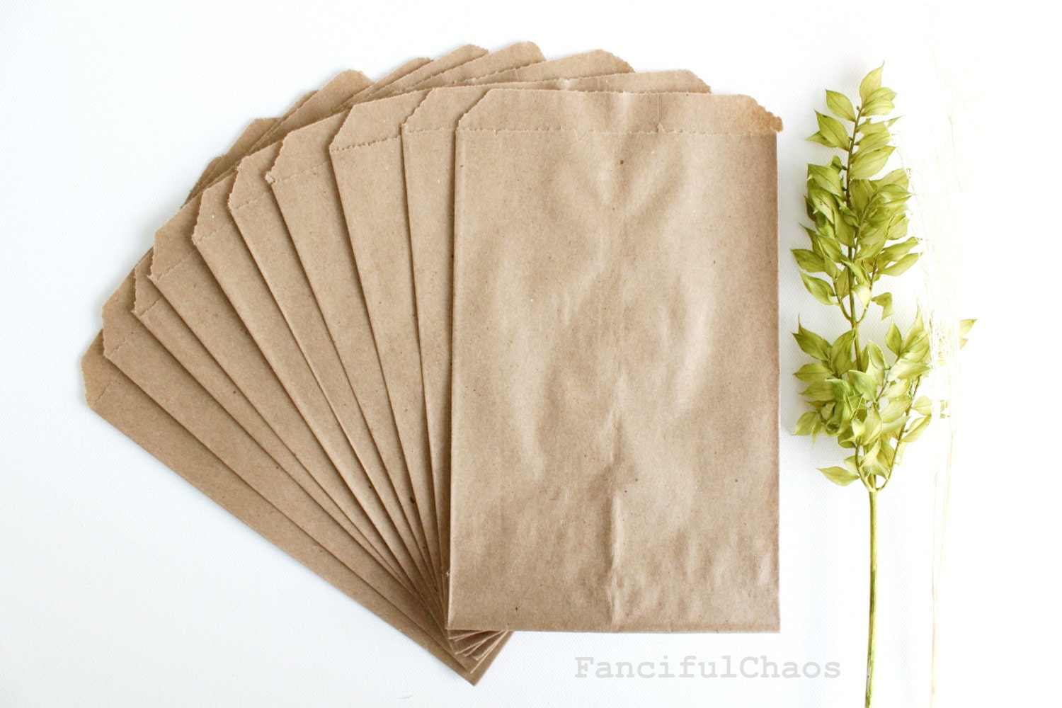 50 Brown Flat Kraft Paper Bags 5X7.5 inch