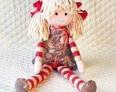 Cloth Doll eco-friendly rag doll, she has bamboo yarn hair and is stuffed with corn fiber