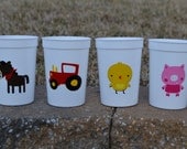 10  farm birthday party cups