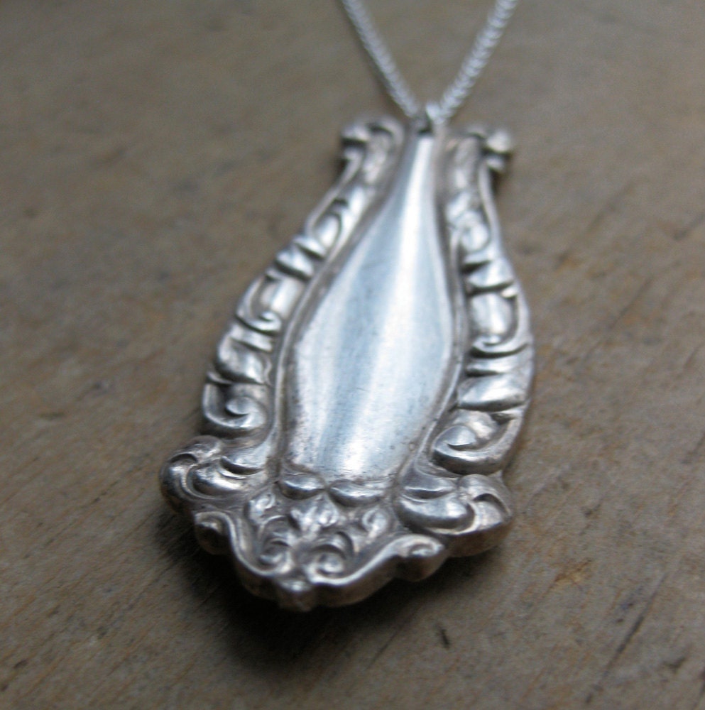 SPOON HANDLE recycled baroque scroll cutlery necklace