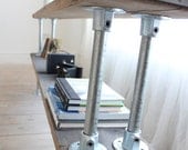 Double Shelf Console Table made with Reclaimed Grey-washed Scaffolding Board and Galvanised Steel Pipe - Bespoke Urban Industrial Furniture